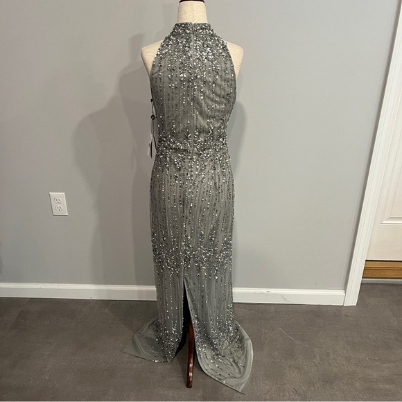 Adrianna Pappell Silver Sequined Halter Neck Evening Dress New with Tags 2 - Picture 10 of 10